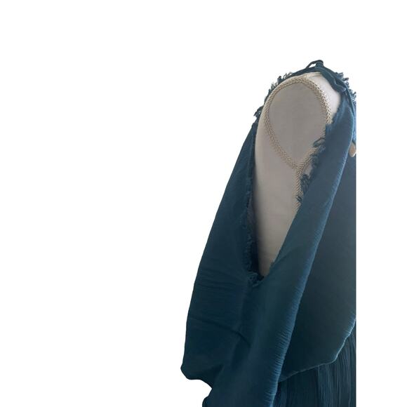 Boutique Women Maxi Viscose Dress M Teal Boho Chic Gauzy Beach Resort Cruisewear - Picture 6 of 13